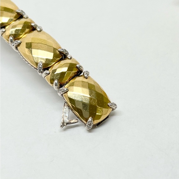 David Yurman Diamond Chatelaine Linear Bracelet .925/18K Yellow Gold $3650 - Picture 6 of 9